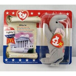 Ty McDonald's American Trio Righty the Elephant, 1996 New on Card